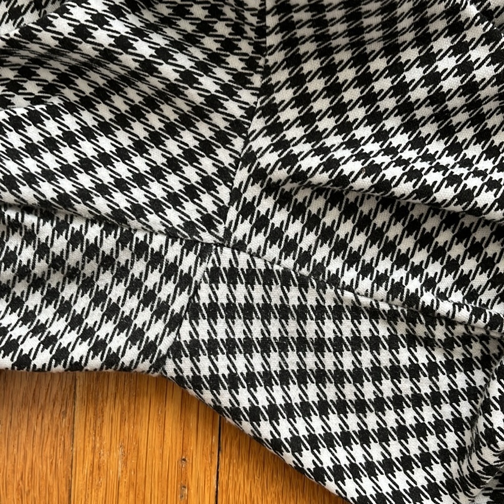 80s Vintage Stirrup Leggings Black & White Checker Herringbone Cotton Blend - Picture 10 of 11